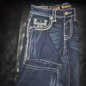 Men’s Rock Revival Dark Blue Slim Straight Size 29